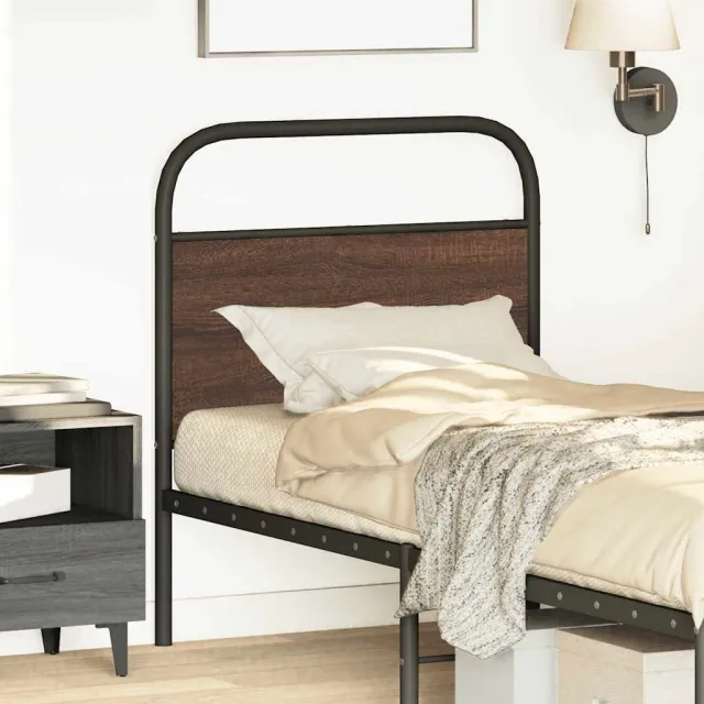 vidaXL Vervangend hoofdbord 80 cm bewerkt hout en staal bruin eikenkleurig