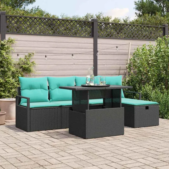 vidaXL Tuin Sofa Set 6 st Zwart poly rattan, foto 2