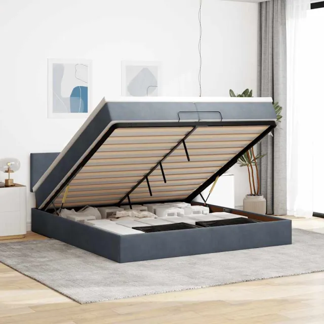 vidaXL Ottoman bed met matras 200x200 cm fluweel donkergrijs