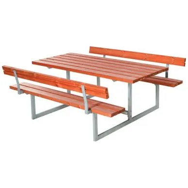 Trendyard Picknicktafel Hout en Staal Basic Teak 2 Rugleuningen