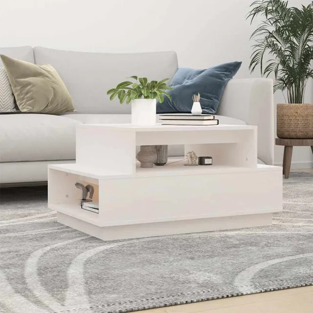 vidaXL Salontafel 80x55x40,5 cm massief grenenhout wit, foto 2