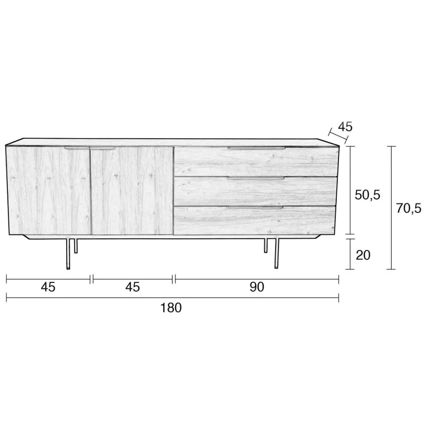 Zuiver Travis dressoir zwart eiken, foto 3