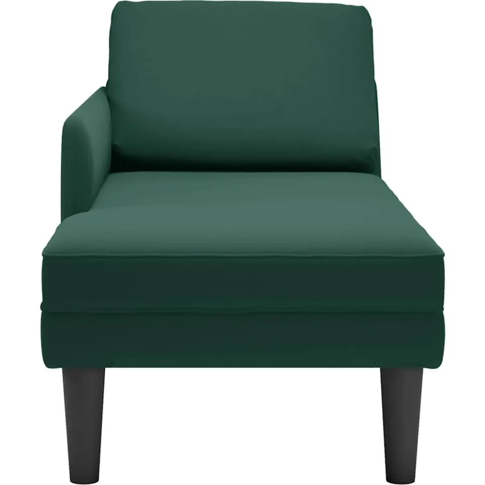 vidaXL Chaise longue met kussen&rechterarmleuning fluweel donkergroen