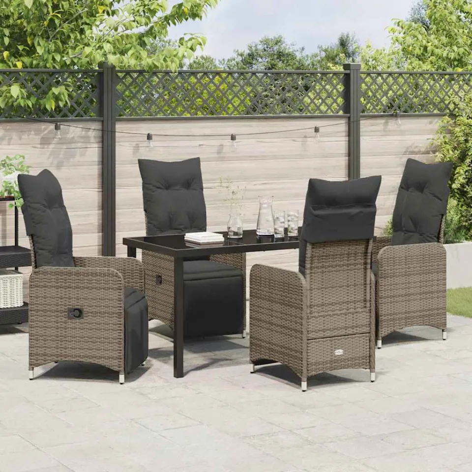 vidaXL Tuin eettafelset 5 st Grijs poly rattan, foto 3