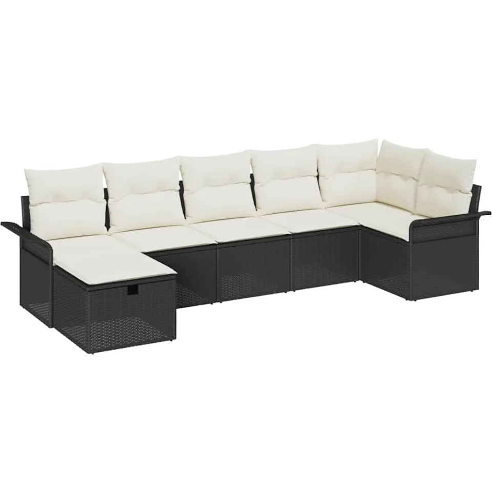 vidaXL Tuin Sofa Set 7 st Poly riet Beige