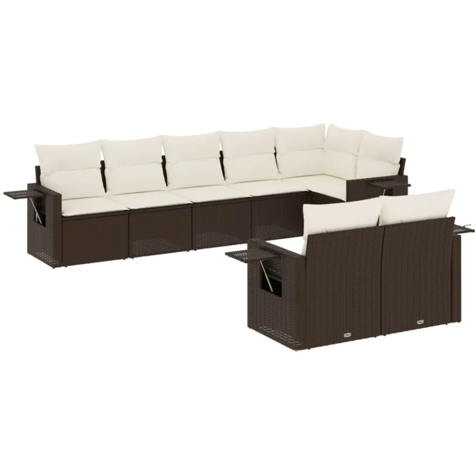vidaXL 8-delige Loungeset met kussens poly rattan bruin, foto 3
