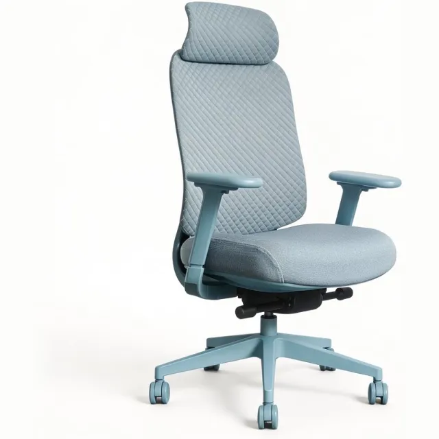 Worktrainer Olico Ergonomische Bureaustoel met Hoofdsteun en 3D-armleggers - Blauw