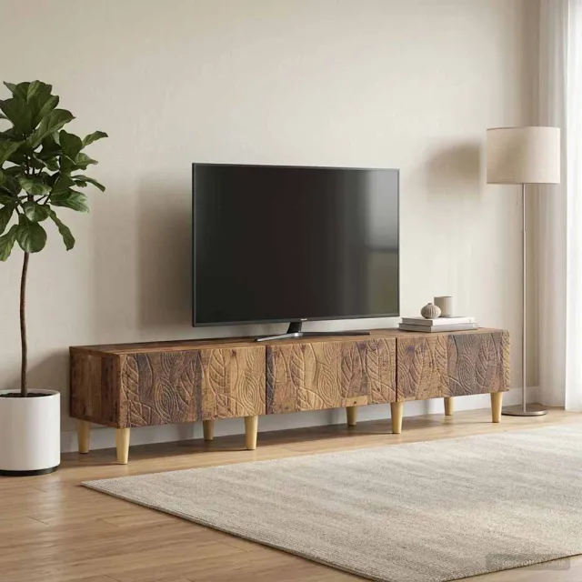 vidaXL TV-kast 147 x 34,5 x 30 cm Oud hout Bewerkt hout bruin, foto 2