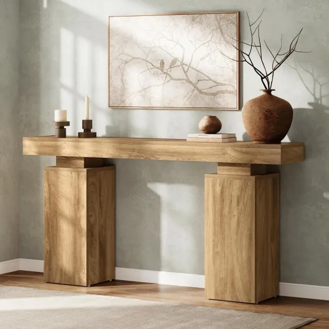 Tribesigns Consoletafe - Lange Consoletafel - Bruin - 160 x 30 x 85 cm - Console Tafel voor Hal, Woonkamer, Entree, Foyer - Moderne Hal Tafel