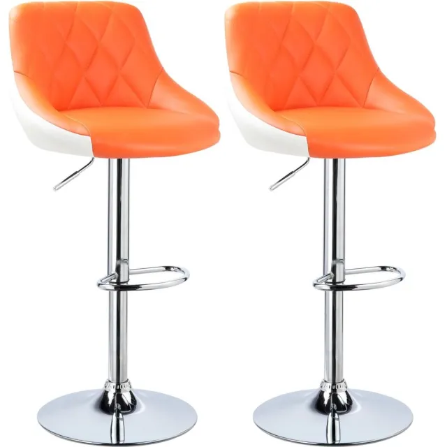 Dripio Barkrukken Gustavo - Met rugleuning - Kunstleer - Set van 2 - Keuken - Barstoelen ergonomisch - Oranje - Verstelbaar in hoogte - Zithoogte 60-82cm