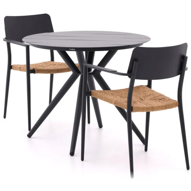 Bellagio tuinmeubelen Bellagio Cino/Sora ø90cm dining tuinset 3-delig stapelbaar grijs