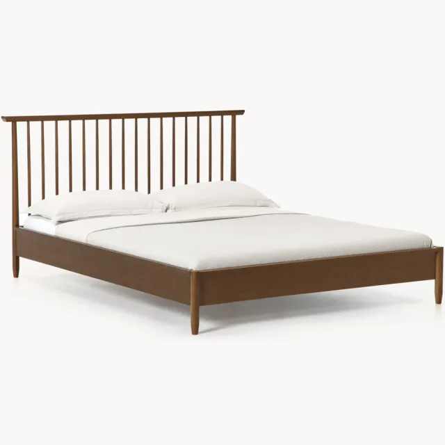 Westwing Collection Houten bed Windsor met hoofdeinde van grenenhout Bruin