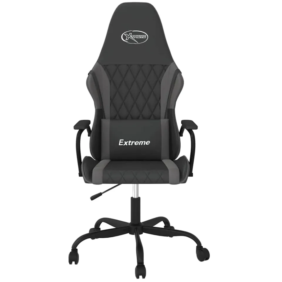 vidaXL Massage gamestoel kunstleer zwart en grijs