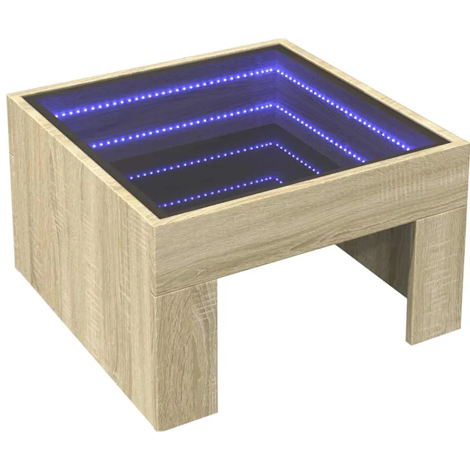 vidaXL Salontafel met Infinity LED 50x50x30 cm sonoma eikenkleurig Bruin