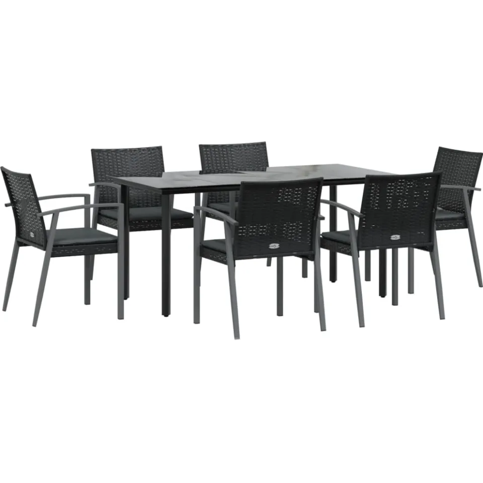 vidaXL 7-delige Tuinset met kussens poly rattan en staal, foto 3