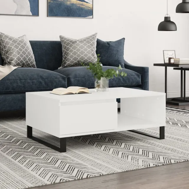 vidaXL Salontafel 90x60x35 cm bewerkt hout wit, foto 2