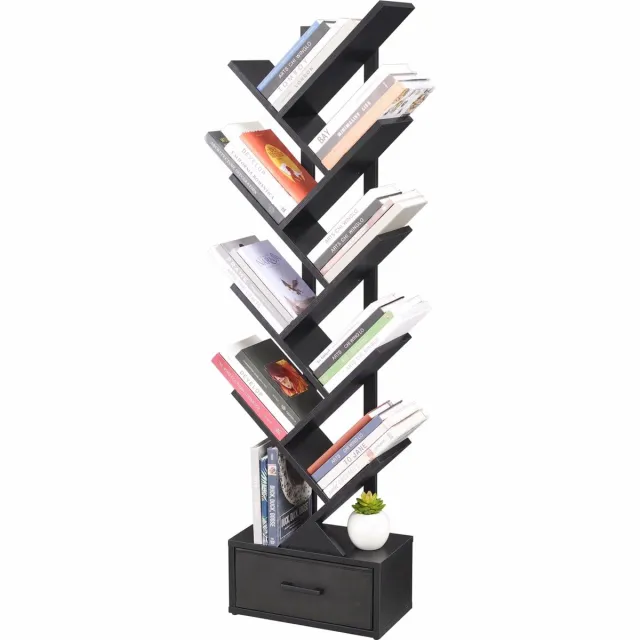 IN-HOMEXL Boom Boekenkast – Design Boomvorm – 8 Open Niveaus – Skelton IN.HOMEXL – 135 cm Zwart