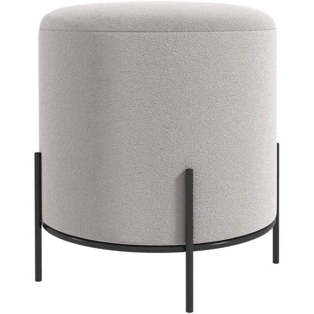 Homcom Voetenbank - Fluweel (100% polyester) - 35x35x38cm - Lichtgrijs