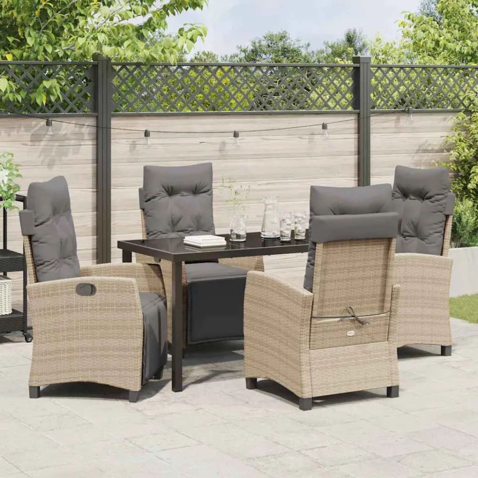vidaXL Tuin eettafelset 5 st Beige poly rattan, foto 3