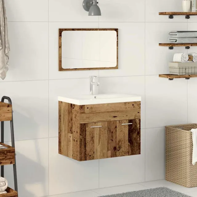 vidaXL Badkamermeubelset 3 st Bruin Bewerkt hout, foto 2