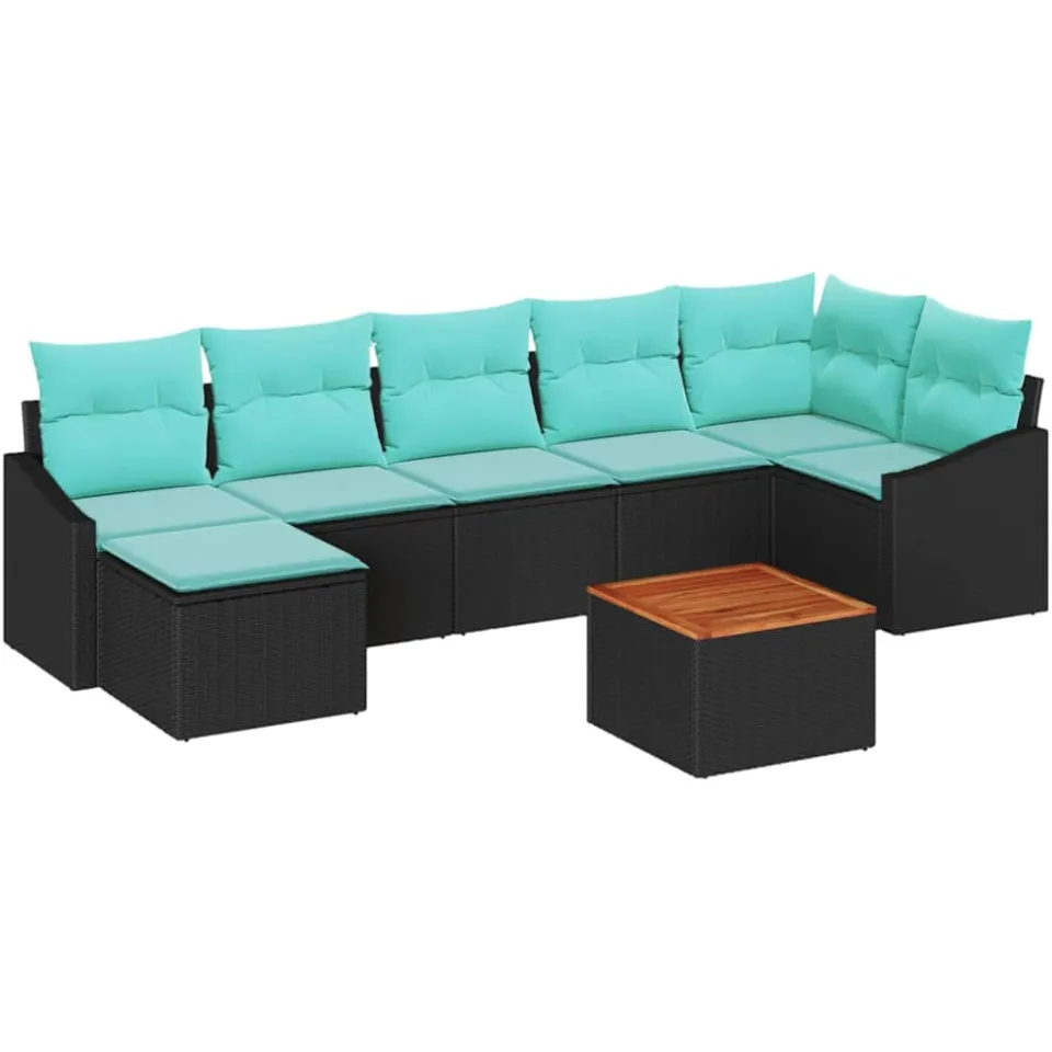 vidaXL Tuinbankenset 8 st Zwart poly rattan