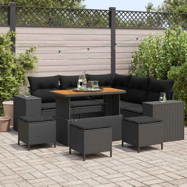 vidaXL Tuin Sofa Set 9 st Zwart poly rattan, foto 2