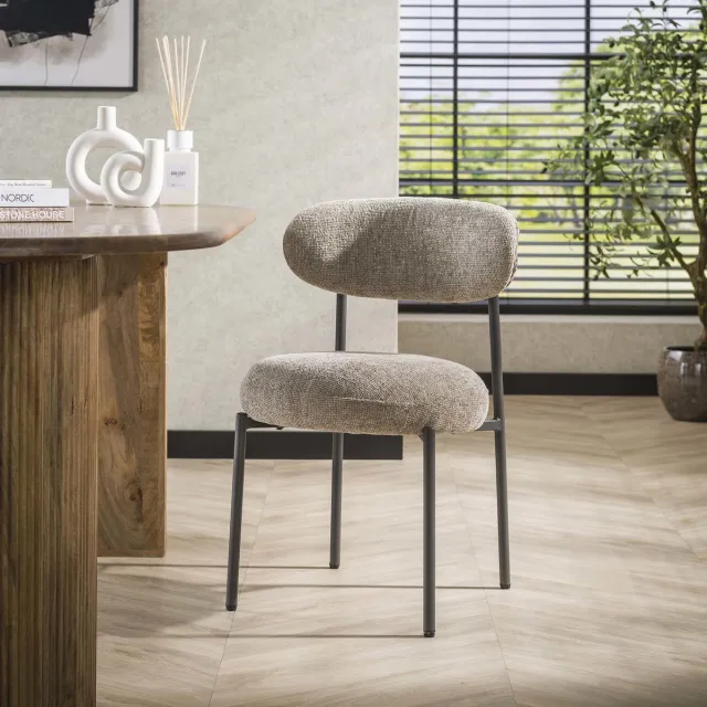 Giga Living Giga Meubel Eetkamerstoel Round Tissee - Zand Stof