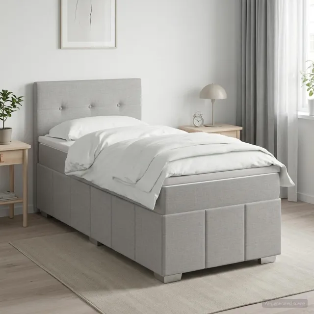 vidaXL Boxspringbed met matras Lichtgrijs 100 x 200 cm Stof