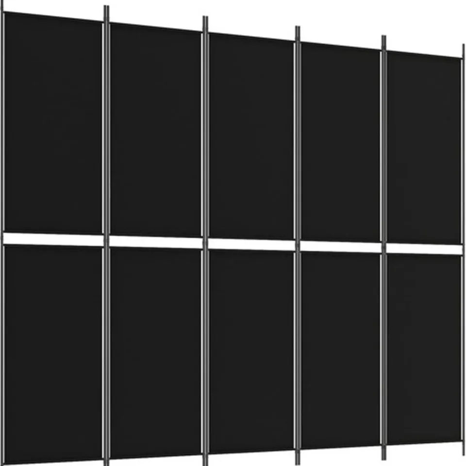 vidaXL Kamerscherm met 5 panelen 250x220 cm stof zwart, foto 3