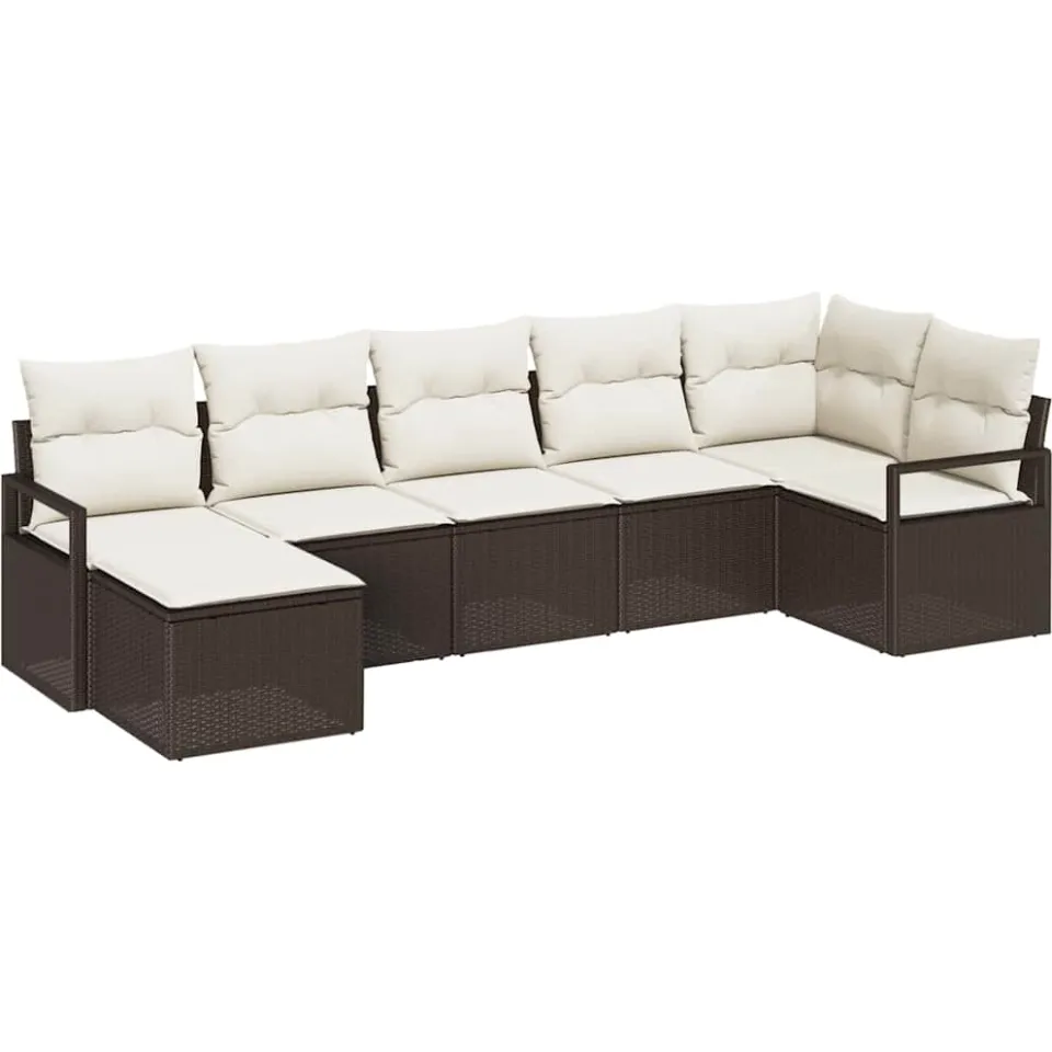 vidaXL Bankstel 7 st Bruin poly rattan