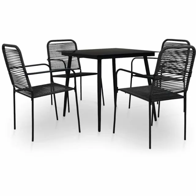 vidaXL 5-delige Tuinset katoenen touw en staal zwart