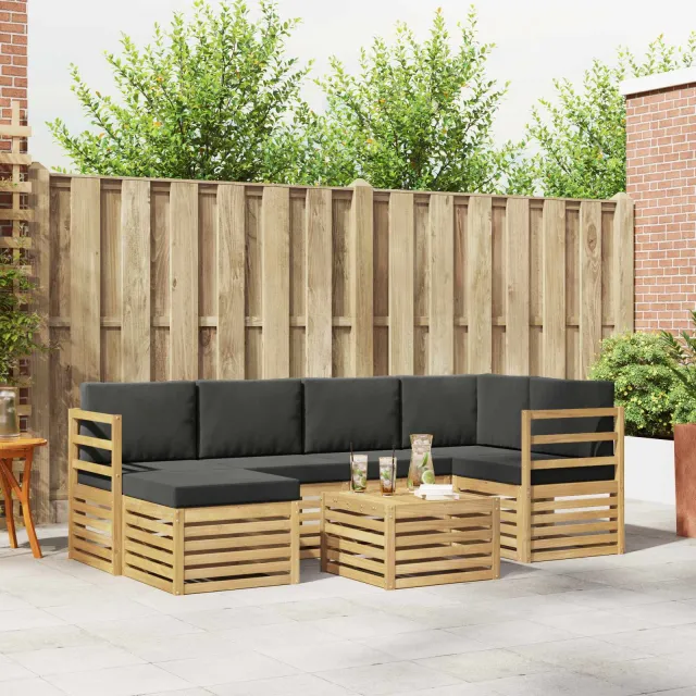 vidaXL Buiten bankenset 7 st 5-zits Wit en antracietkleurig Polyester