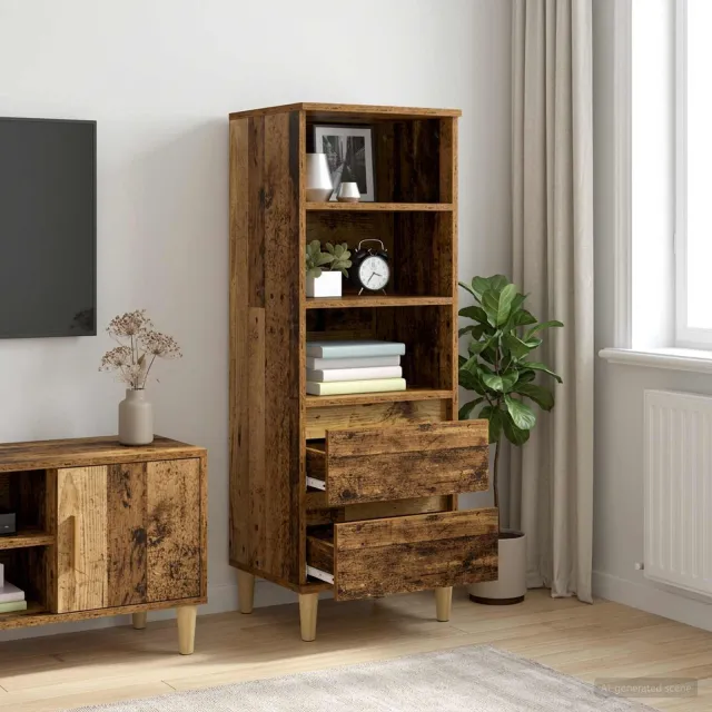 vidaXL Hoge kast Oud hout 40 x 36 x 110 cm Bewerkt hout Bruin