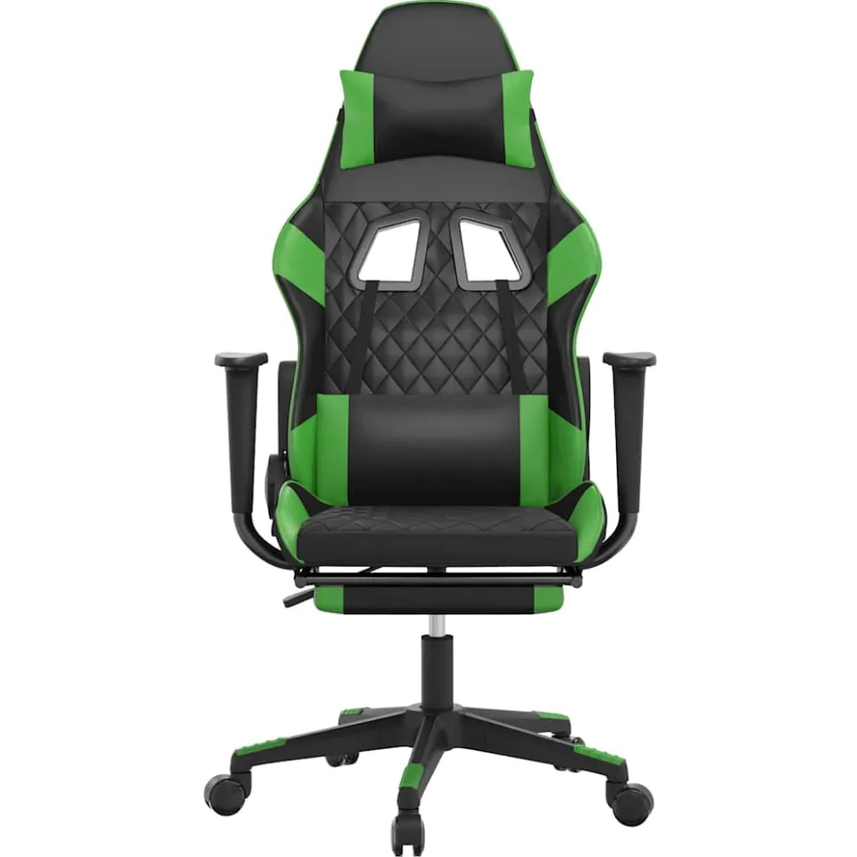 vidaXL Gamestoel met voetensteun kunstleer zwart en groen