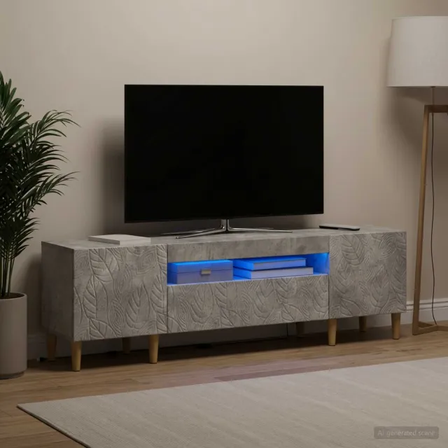vidaXL LED tv-meubel DELFT 153 x 35 x 43 cm Betongrijs Bewerkt hout