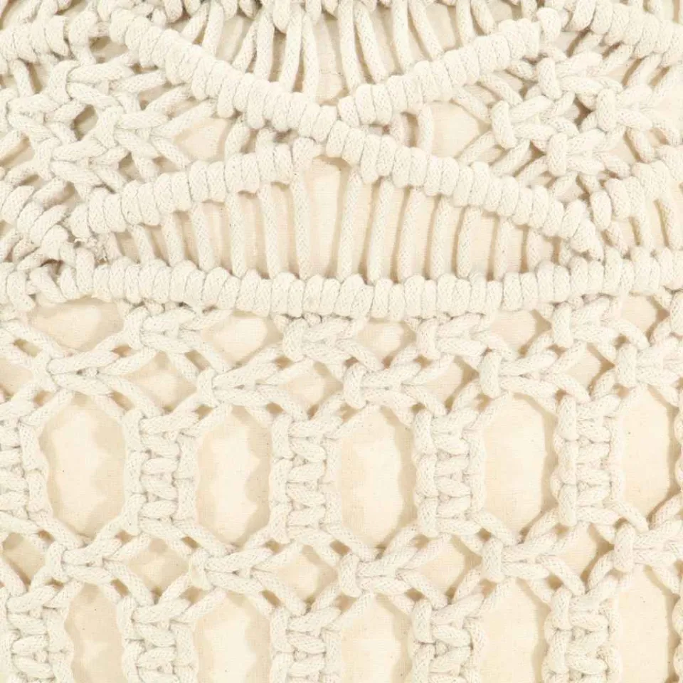 vidaXL Poef macramé handgemaakt 45x30 cm katoen beige, foto 3