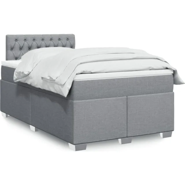 vidaXL Boxspring met matras stof lichtgrijs 120x200 cm grijs