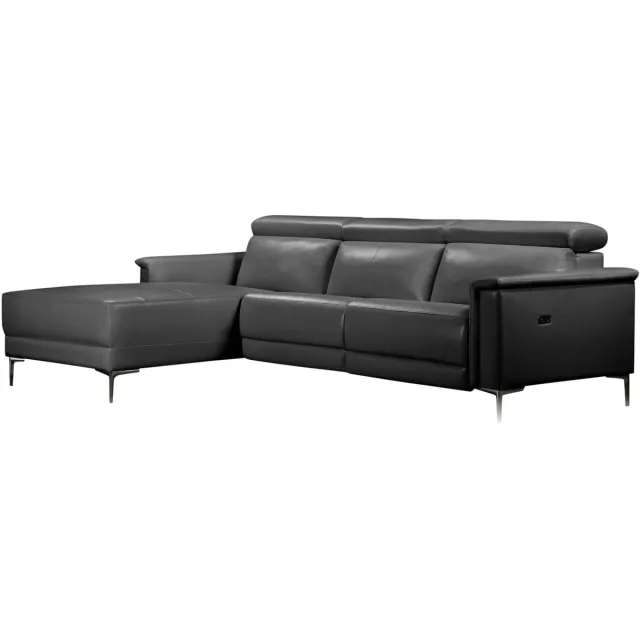 Notio Living Lund-3-zits hoekbank met 1 elektrische relaxfunctie, in zwart kunstleer (PU)