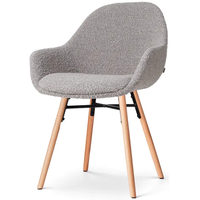 Nolon Nena-Mae eetkamerstoel bouclé taupe - houten onderstel