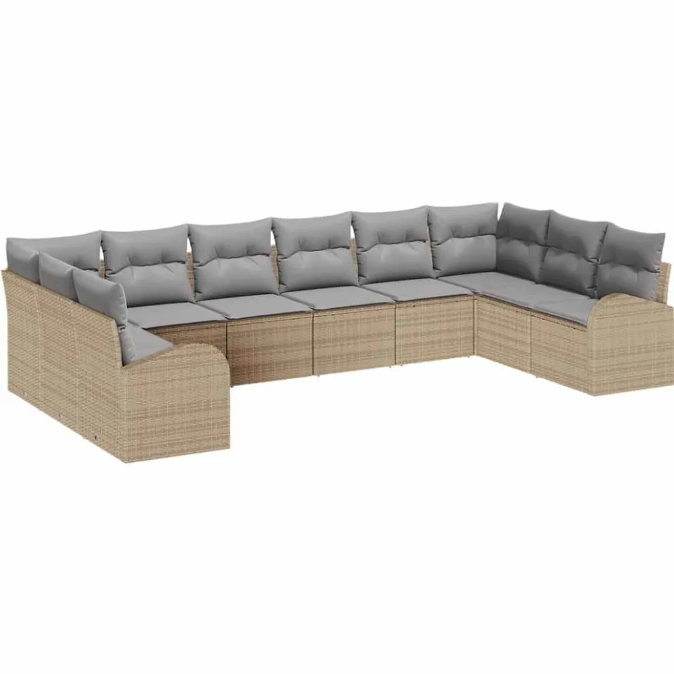 vidaXL Bankstel 10 st Beige [Synthetisch]: Polyrattan