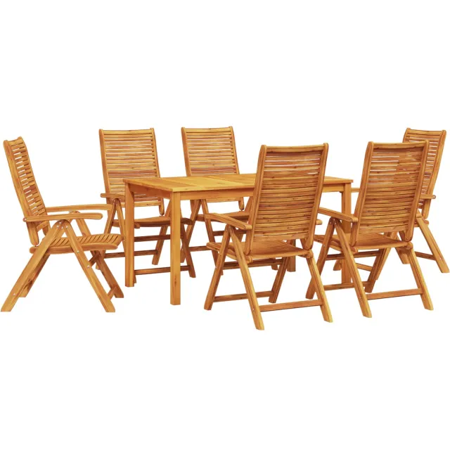 vidaXL Tuin eettafelset 7 st Bruin Massief Acaciahout