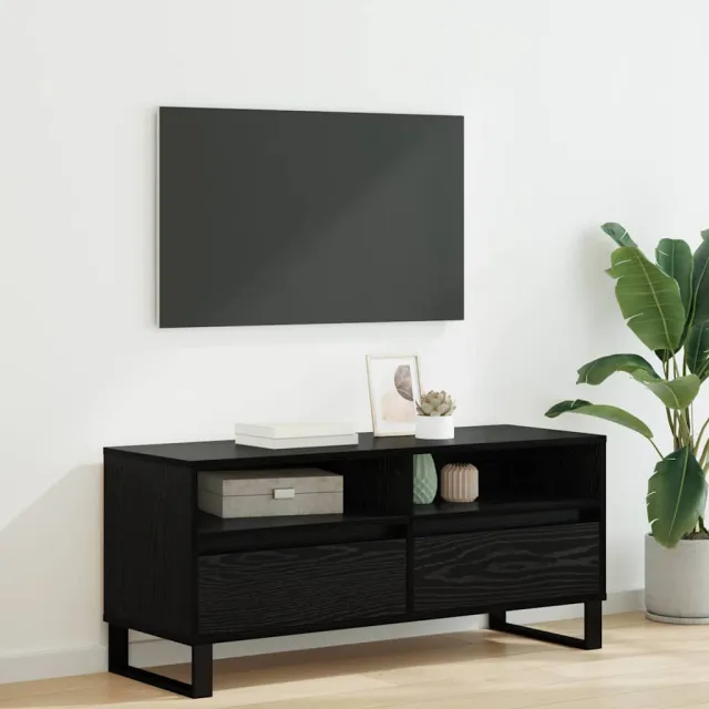 vidaXL TV-kast met lade Zwart Eiken 100 x 34,5 x 44,5 cm