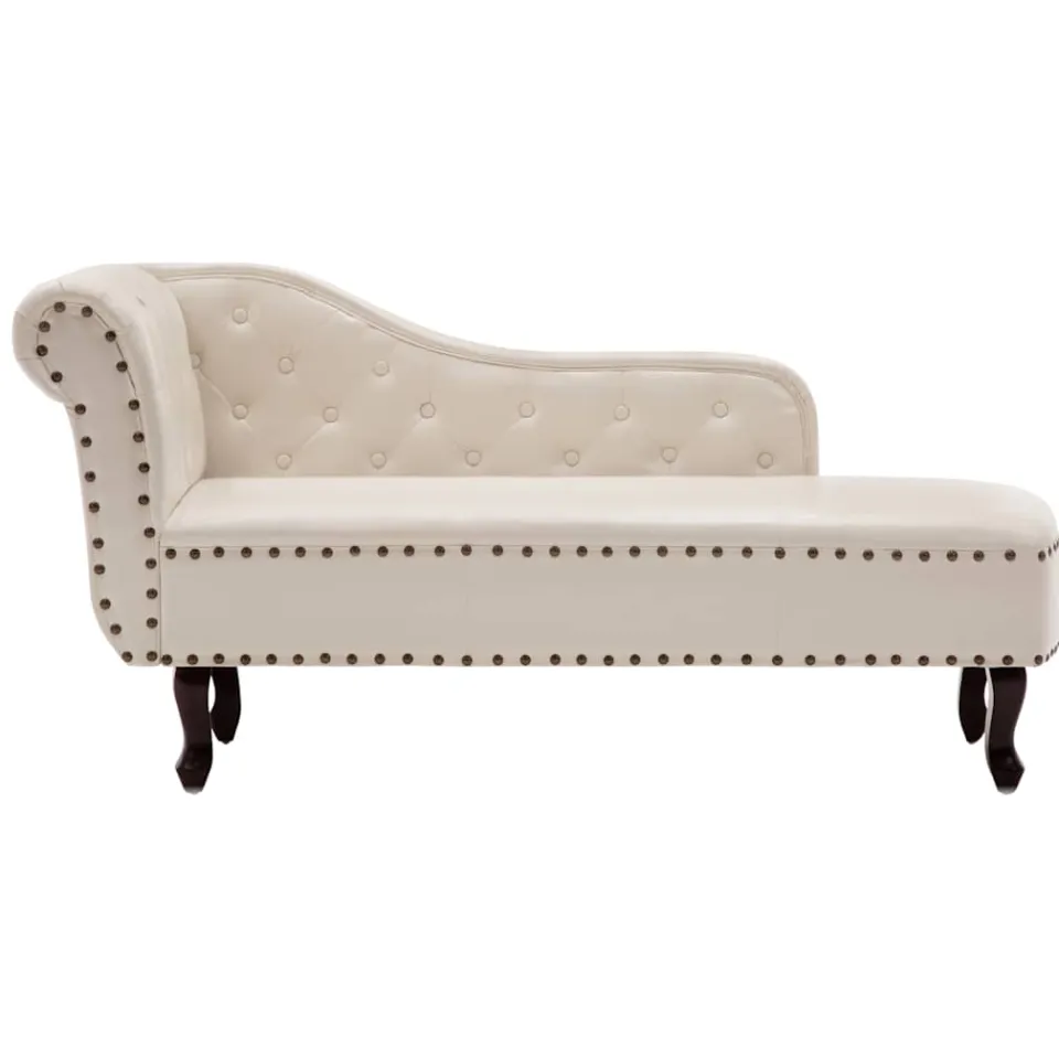 vidaXL Chaise longue kunstleer crèmewit, foto 3