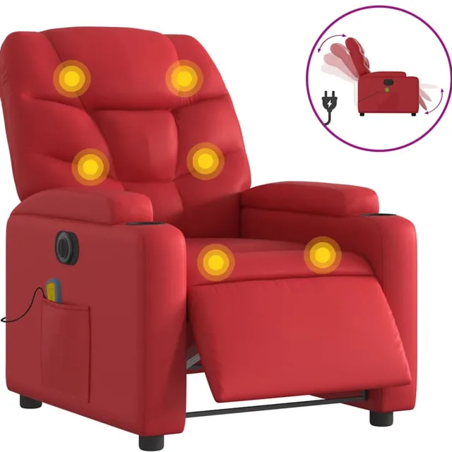 vidaXL Massagestoel - verstelbaar - elektrisch - kunstleer - rood