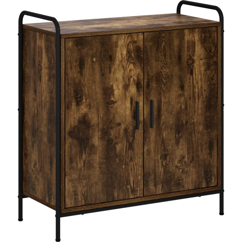 vidaXL Dressoir Gerookt eiken 97 x 33 x 81 cm Bewerkt hout, foto 3