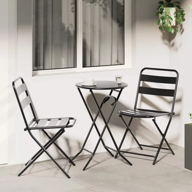 vidaXL Tuin Bistro Set 3 st Antraciet Staal, foto 2