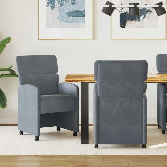 vidaXL Eetkamerstoelen met Wieltjes 2 st Fluweel Donkergrijs