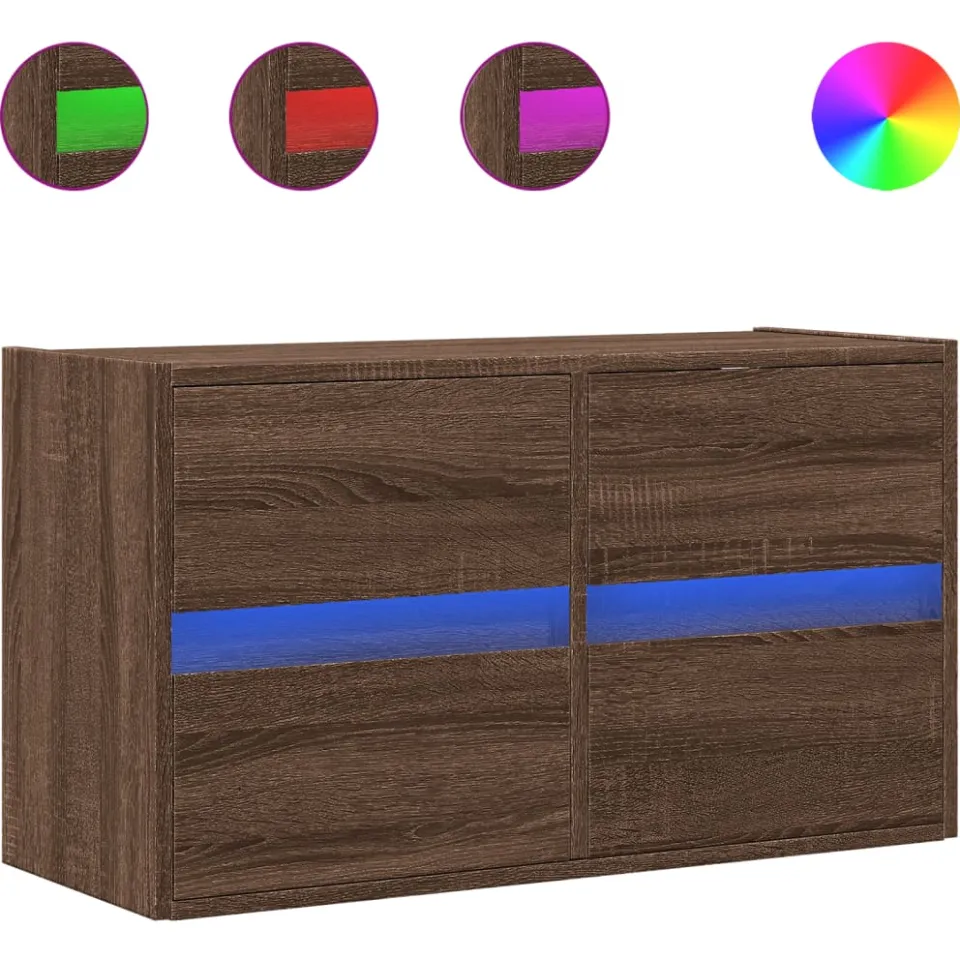 vidaXL Tv-wandmeubel met LED-verlichting 80x31x45 cm bruin eikenkleur, foto 3