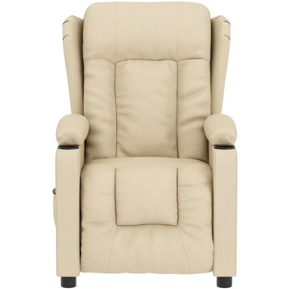 vidaXL Massagestoel elektrisch stof crèmekleurig