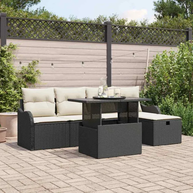 vidaXL Tuin Sofa Set 6 st Zwart poly rattan, foto 2
